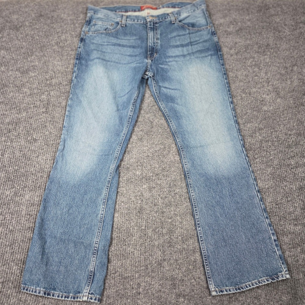 Arizona Jean Co Mens 38x32 Original Boot Cut Jeans Medium Wash Blue 100% Cotton